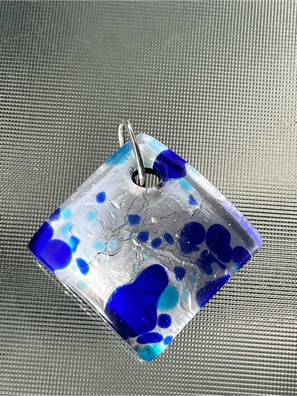 Handmade Blue Glass Pendant Necklace - Artistic Murano-Style Accent